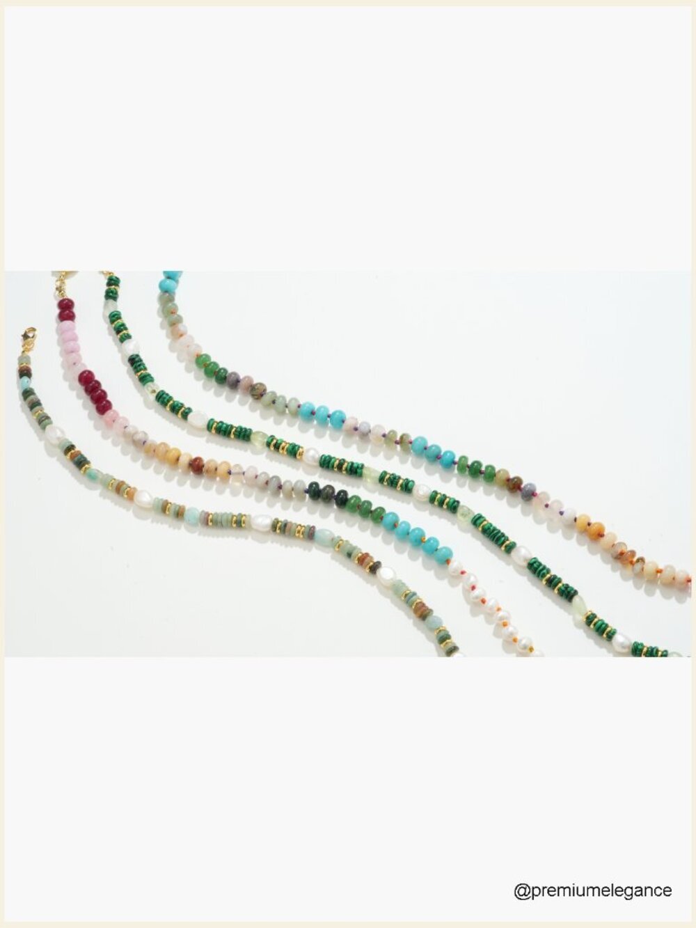 Beaded Gemstone Choker Necklace Handmade Boho Gold Plated - Picture 7 of 7